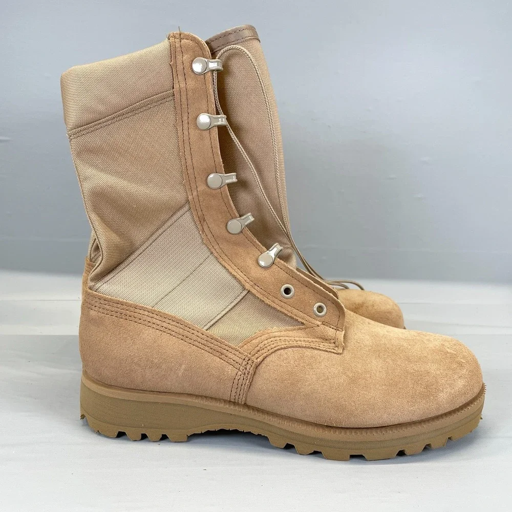 Hot Weather Army Combat Boots Mens Size 8 W Coyote Brown Suede Vibram Sole -USA